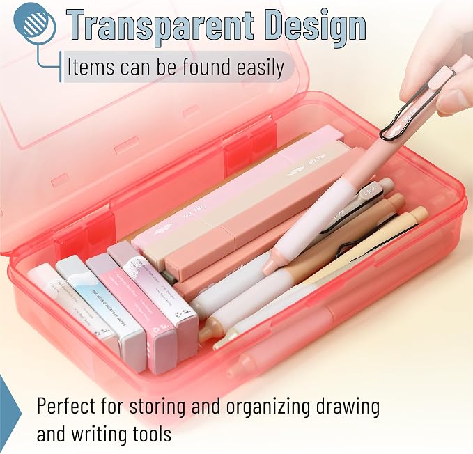 Mr. Pen- Plastic Pencil Case Box, 24 Pack | Large Crayon Marker Pen Organizer Bulk, Plastic Bead Organizing Container with Snap-Tight Lids, Clear Craft Storage Boxes - Image 5