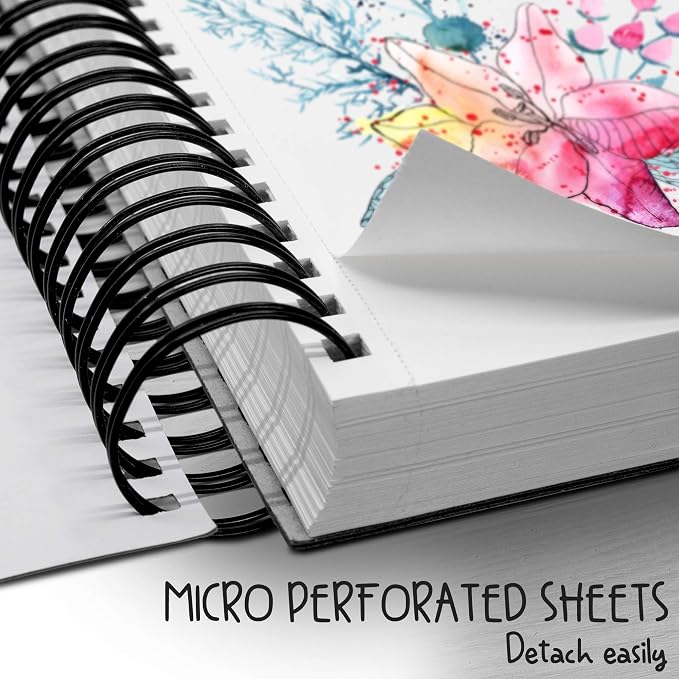 100 Sheets Premium Sketch Book - 9x12 Inches (68 lb/100 GSM) Sketch Pad with Spiral Bound for Colored Pencils, Gel Pens, Mechanical Pencils, Charcoal, Ballpoint Pens, Fineliner Pens and Pastels - Image 5