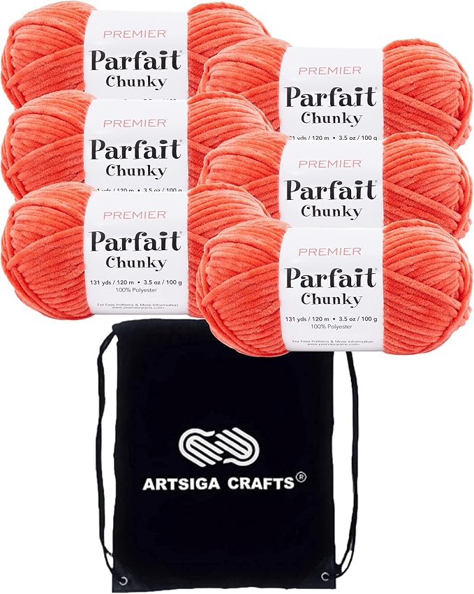 Premier Yarns Parfait Chunky Mango 1150-11 | 6 Skeins, Same Dye Lot, Project Bag, #6 Super-Bulky, 100% Polyester, Ideal for Crochet or Knitting Baby Blankets, Scarves by Premier