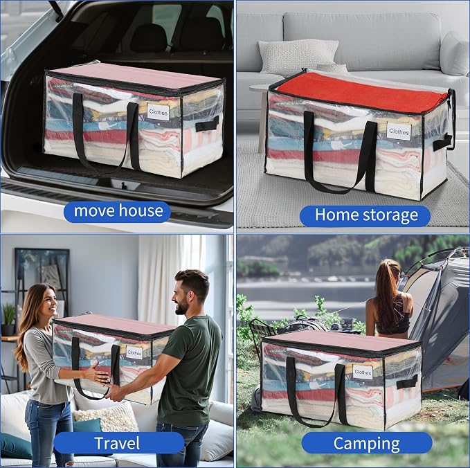 BAGAIL Heavy Duty Moving Bags with Strong Handle, Extra Large Moving Boxes, Storage Tote for Clothes, College Moving Supplies(Clear, 6 Pack) - Image 8