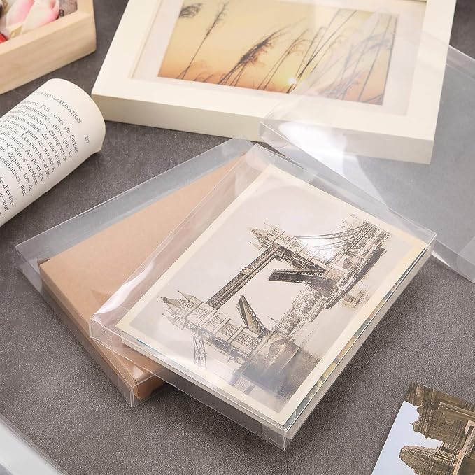 Blulu 200 Packs Clear Plastic Greeting Card Box | Transparent Crystal Photo Gift Storage Cases, Soft Fold Design, for Protects Letters Envelope Packaging - Image 7