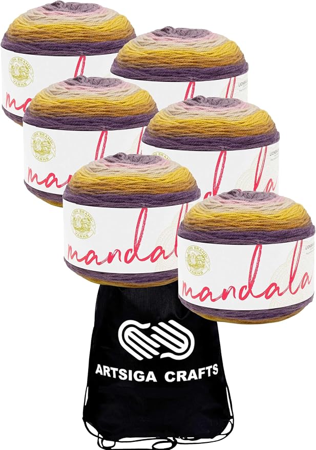 Lion Brand Yarn Mandala 525-266 Bowtruckle | 3 Skeins, Same Dye Lot, Project Bag, CYC #3 DK-Light Worsted, 100% Acrylic, Ideal for Crochet, Knitting Baby Blankets by LionBrandYarn