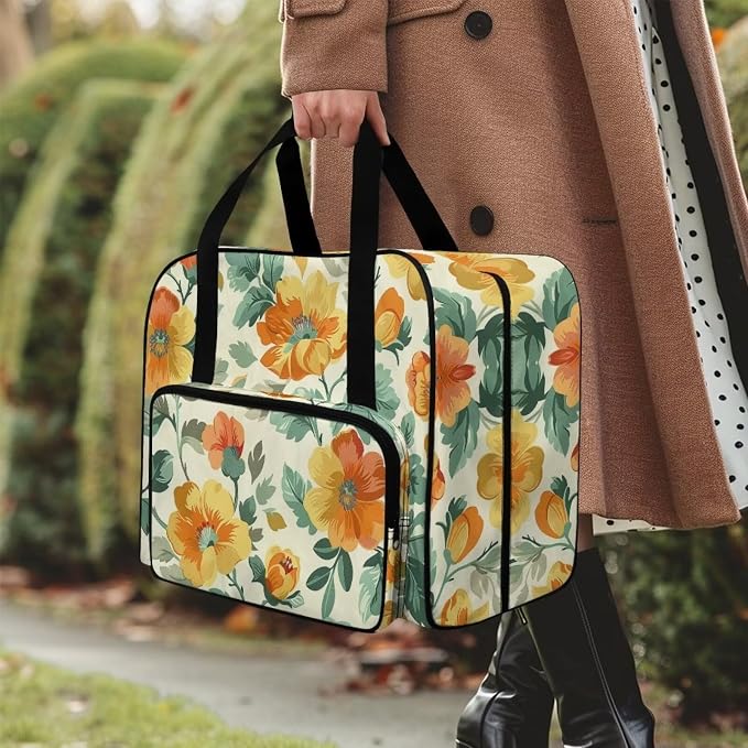 Yellow Flowers Sewing Machine Cover Sewing Machine Cover Dust Cover for Most Standard Sewing Machines Accessories Cover for Sewing Machine Sewing Bags and Totes Organizer - Image 3
