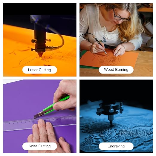 7 Pack Colored Plywood Sheets, 12 x 12 x 1/8 Inch, Rolling Paint Process with Bright Colors, 3mm Plywood for Laser Cutting, Wood Burning and DIY Wood Crafts - 7 Colors - Image 4