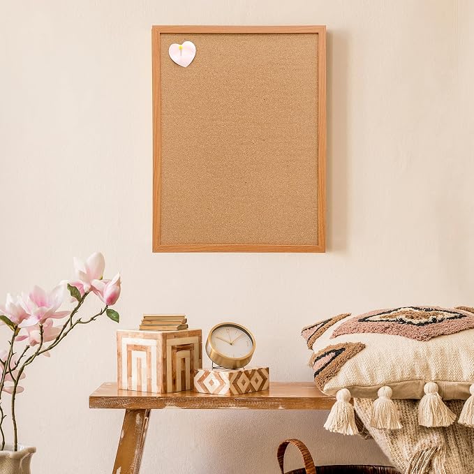 Cork Bulletin Board for Wall - 24” x 18” Bulletin Board Cork Board Wall Mounted Wood Frame Message Board pin Board for School,Office and Home - Image 4
