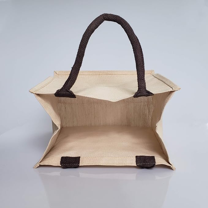 Reusable Burlap Bags Jute & Cotton Blend JuCo Totes with Laminated Interior (Pack of 6) - Image 3
