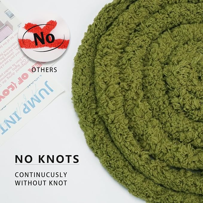 Chunky Yarn for Hand Knitting, Chunky Chenille Blanket Yarn for Crocheting, Bulky Soft Fluffy Chenille for Blanket Project, 8 Pack of 8oz/25yds, Olive Green - Image 2