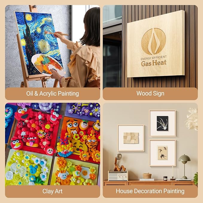 HANSILKHANSILK 16x16 Inch Wood Canvas Panels 6 Pack – Unfinished Wooden Art Boards for Acrylic, Oil & Mixed Media Painting, DIY Craft Projects for Artists, Beginners & Students - Image 7