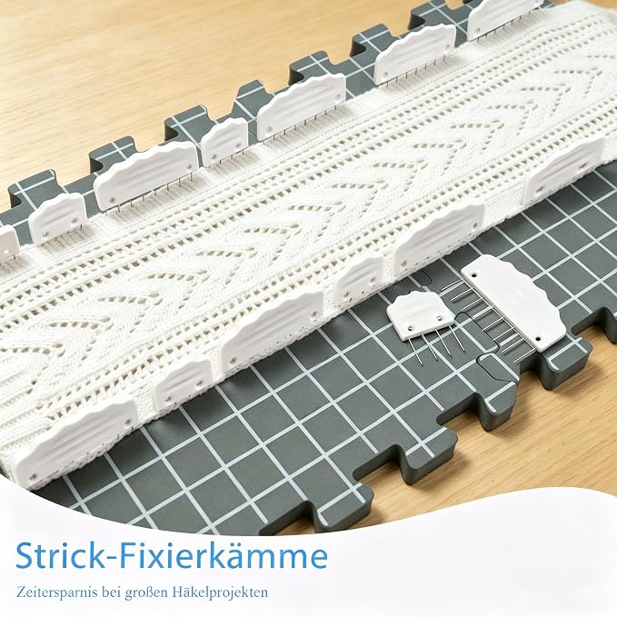Yrangee Blocking Mats for Knitting-9 Pack Extra Thick,10 Blocking Combs | Knitting Blocking Mats and Pins Crochet Blocking Board with Grids for Needlepoint or Crochet with 150 T-Pins and Storage Bag - Image 3