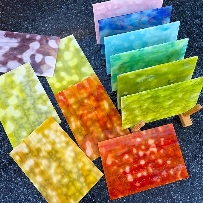 LITMIND 24 Sheets Premium Mottled Opal Stained Glass Sheets – 6 x 4 Inch Vibrant Translucent Assorted Colors Art Glass for DIY Crafts, Mosaic & Stained Glass Projects - Image 7