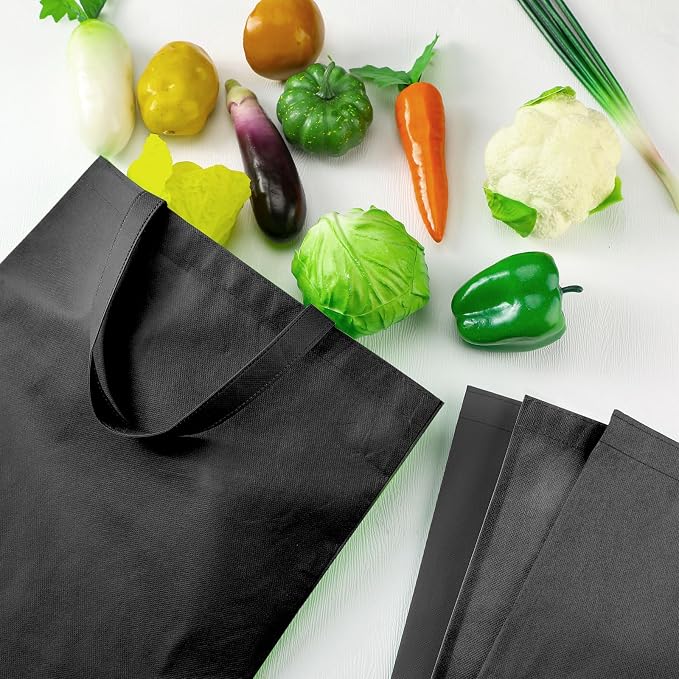 Woanger 100 Pcs Bulk Tote Bags 15'' x 16'' Reusable Fabric Shopping Canvas Bags Cloth Totes with Handles - Image 3