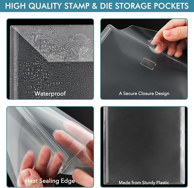 BAOFALI 100 Pcs/Set 5 Sizes Clear Stamp and Die Storage Pockets, Stamp Storage Bags, Plastic Envelopes, Scrapbooking Storage Die Cuts for Stencil Storage Card Making Cutting Dies - Image 5