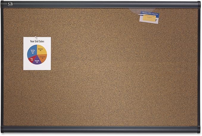 Quartet Prestige Colored Cork Bulletin Board, 36 x 24, Brown Surface, Graphite Gray Fiberboard/Plastic Frame by Quartet