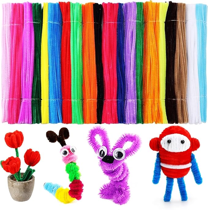 Caydo 1000 Pieces Pipe Cleaners Bulk Assorted 20 Colors Chenille Stems | for Kids Creative Arts and Crafts Projects and Home Decorations(6 mm x 12 inch) by Caydo