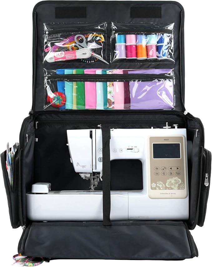 Everything Mary 4 Wheels Collapsible Deluxe Sewing Machine Storage Case - Rolling Trolley Carrying Bag for Brother, Singer - Image 6