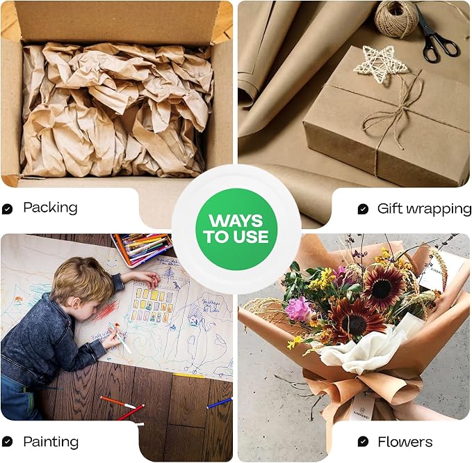 Brown Kraft Paper Roll 18" x 1200" (100 feet) with Cutter - USA-Made Gift Wrapping Paper for Packing, Moving, Shipping & Crafts/Arts - 100% Recyclable Natural Craft Material by IDL Packaging | Gift Wrapping Paper for Packing, Moving, Shipping & Crafts/... - Image 6