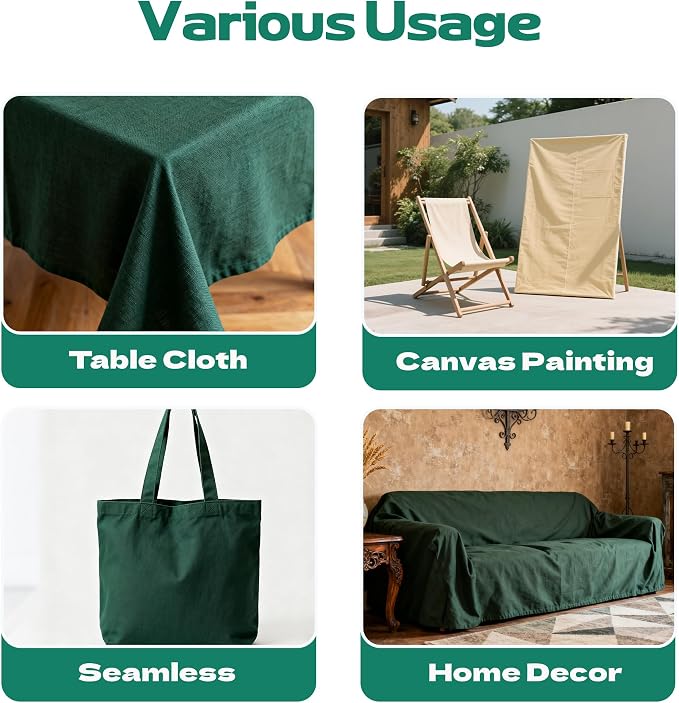 10oz Natural Cotton Blend Canvas Fabric, Duck Canvas Fabric, 60'' Wide for Arts & Crafts, Painting, Handmade Home Decor (Green, 1 Yard) - Image 6