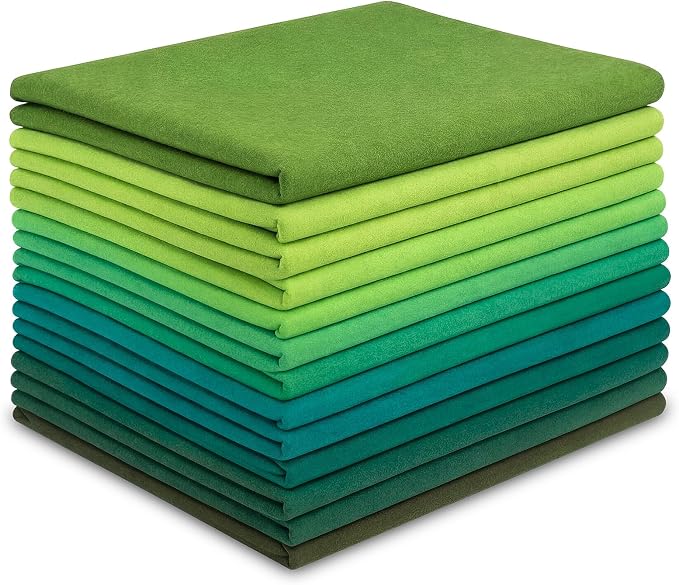 WILLBOND 12 Pcs 37 x 20 Inch Large Felt Fabric Sheets by The Yard 1.2 mm Soft Craft Felt Sheet 12 Assorted Color for DIY Summer Decor Graduation Gift Sewing Patchwork(Green Series) - Image 8