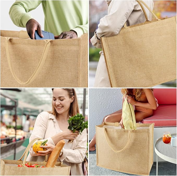 Segarty 6 Pack Grocery Bag Reusable Shopping Bag, 18.5x15x7” Large Grocery Tote Bags Foldable Bag Washable Heavy Duty Storage Bags with Reinforced Handles Lightweight Tote Bulk for Groceries Storage - Image 7