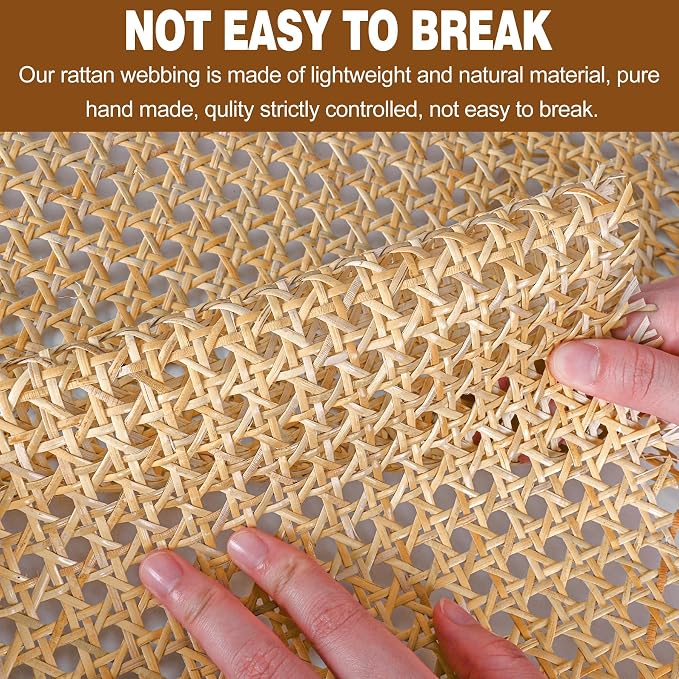 MYFAMIREA 16" Width Rattan Pressed Cane Webbing Sheet for Caning Projects, 3.3FT Natural Rattan Material Roll Net Woven Open Cane, Suitable for Caning Material DIY Supplies - Image 3