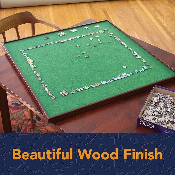 Bits and Pieces Rotating Puzzle Board with Lazy Susan, Portable 1500 Piece Jigsaw Puzzle Table with Fabric Lining, Measures 34" x 34" - Image 3