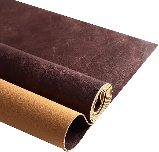 Premium Faux Leather Upholstery Fabric 1.2mm Thickness，Waterproof Upholstery Leather Distressed Bark Fabric(Dark Brown,Pre-Cut 36"x54") by Unknown