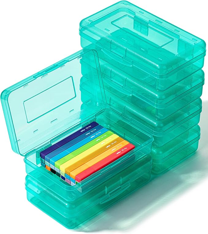 Mr. Pen- Plastic Pencil Case Box, 6 Pack | Large Crayon Marker Pen Organizer Bulk, Plastic Bead Organizing Container with Snap-Tight Lids, Clear Craft Storage Boxes by MrPen