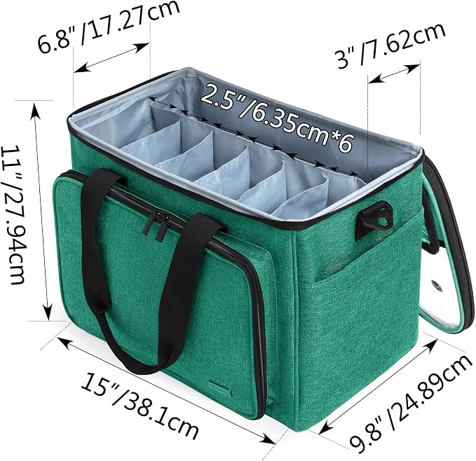 Teamoy Knitting Bag, Yarn Storage Organizer Crochet Bag Tote, Green | Yarn Holder with Inner Divider(Sewn to Bottom) for Crochet Hook, Knitting Needles(Up to 14"), Project and Crocheting Supplies - Image 6