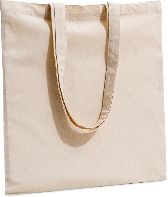 Carrywell Canvas Tote Bags, 15"x16", Bulk Totes For Screen Print, Blank Cotton Cloth Reusable Shopping Bags by Carrywell