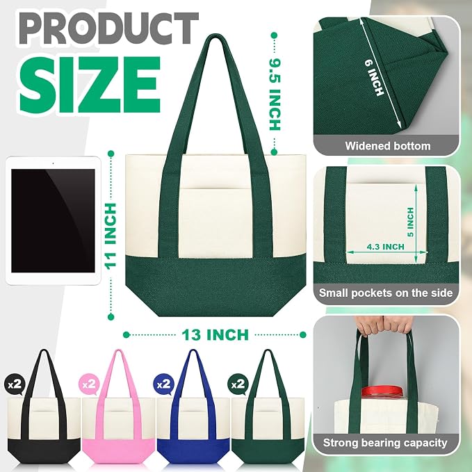 Amylove Mini Canvas Tote Bag with Pockets Duty Canvas Sublimation Blank Small Bag Mini Reusable Tote for Crafts DIY - Image 2