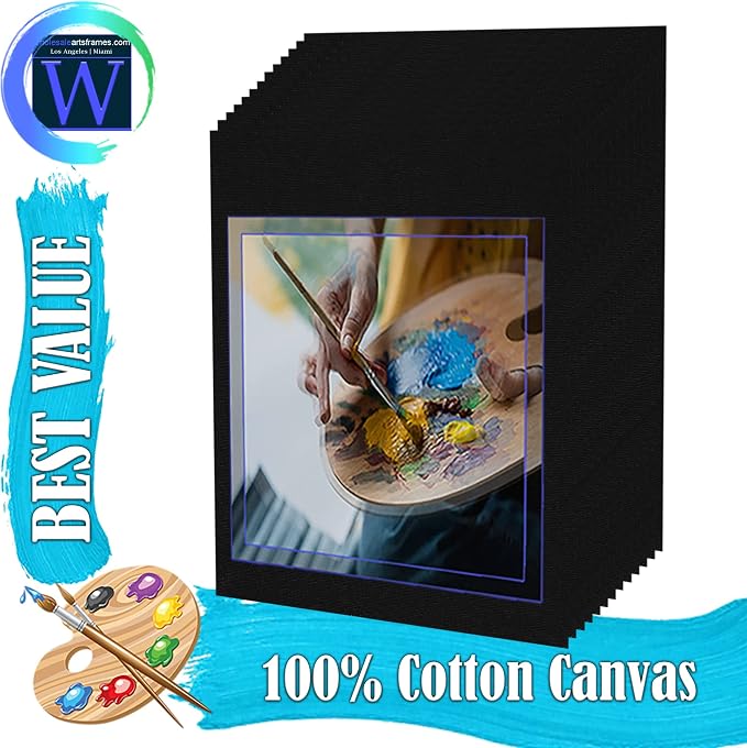 Black Canvas Panels 16x20 100 PackProfessional Cotton Artist Quality Acid Free Primed Canvas Boards for Acrylic, Oil and Wet or Dry Art Media for Crafts and Projects by WholesaleArtsFrames-com - Image 2