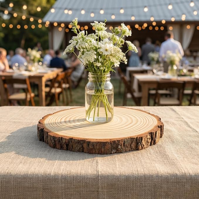 SENMUT 10 Pack Large Wood Slices for Centerpieces 9-10 Inch - Natural Unfinished Round Wooden Trays for Decor, Rustic Wedding Table Centerpieces, Party Event Decorations & DIY Crafts - Image 9