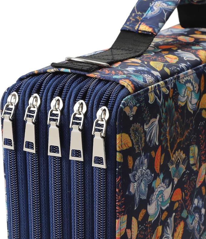 500 Individual-Slots Colored Pencil Case w/Handle & Shoulder Strap | 5-Layer Zipped Pencil Pouch w/Open Front pocket for Colored Pencils/Watercolor Pencils to Artists, Painters - Image 4