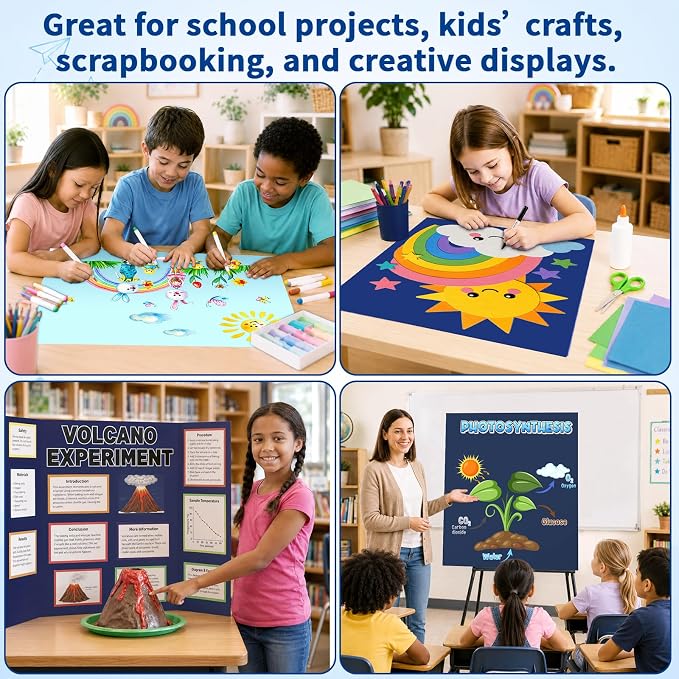 Oleitodh 60 Sheets Blue Large Poster Board 22 x 28 in, 6 Shades, 250 GSM | Heavyweight poster board for signs, school projects, vision boards, art crafts, presentations, and event displays. - Image 6