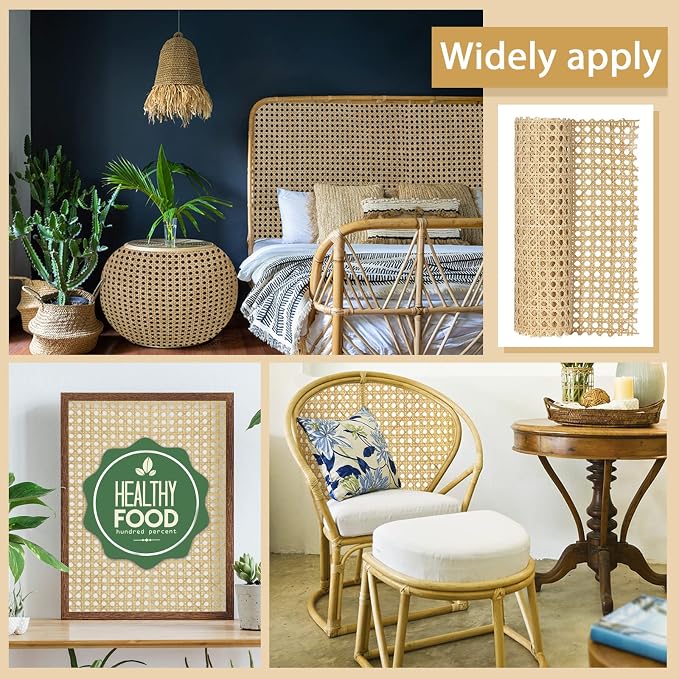 3 Feet 18'' Width Natural Woven Cane Webbing Roll, Rattan Repair Material | Pre-woven Natural Rattan Cane Webbing Roll, Durable Material, Flexible to Cut, Ideal for Chair Repair, Cabinet Renovation - Image 6