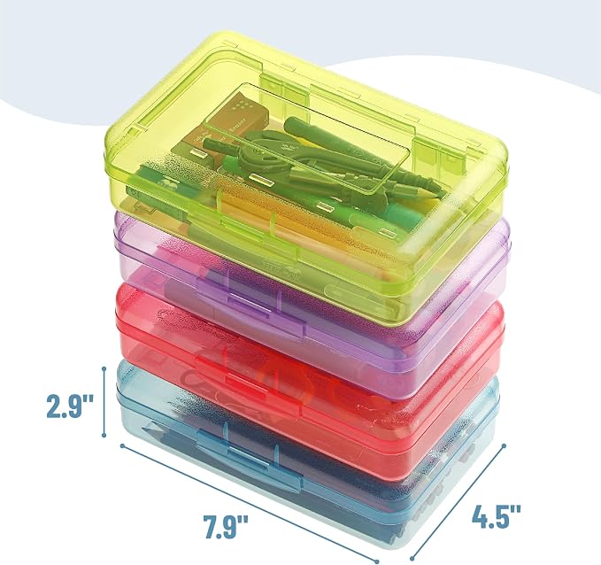 Mr. Pen- Plastic Pencil Case Box, 24 Pack | Large Crayon Marker Pen Organizer Bulk, Plastic Bead Organizing Container with Snap-Tight Lids, Clear Craft Storage Boxes - Image 3