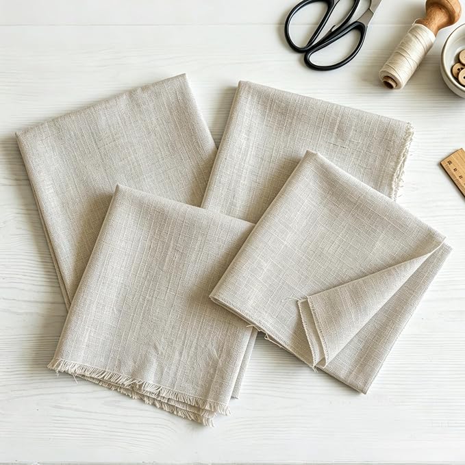 Simple&Opulence 100% Linen Embroidery Fabric 4PCS, Pre-Cut 15inch Squares, Solid Color Nature Pure Linen Cloth Fabric for Sewing, Needlework, Quilting, DIY Garments Craft Accessories(Linen) - Image 4