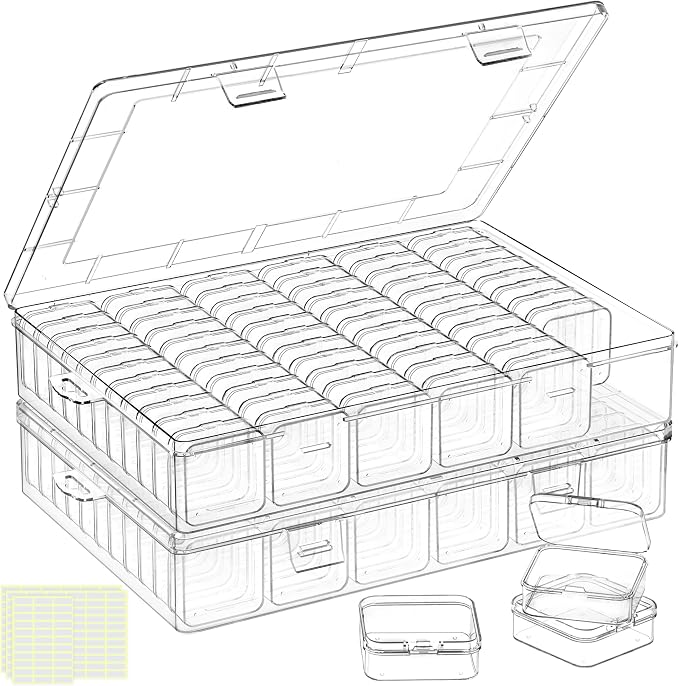 DILIBRA Large Bead Organizer Box, 132 Pcs Small Clear Storage Containers | Mini Bead Organizers and Storage Craft Case with Handle for Jewelry Screws Seeds Diamonds Arts Small Parts with Labels by DILIBRA