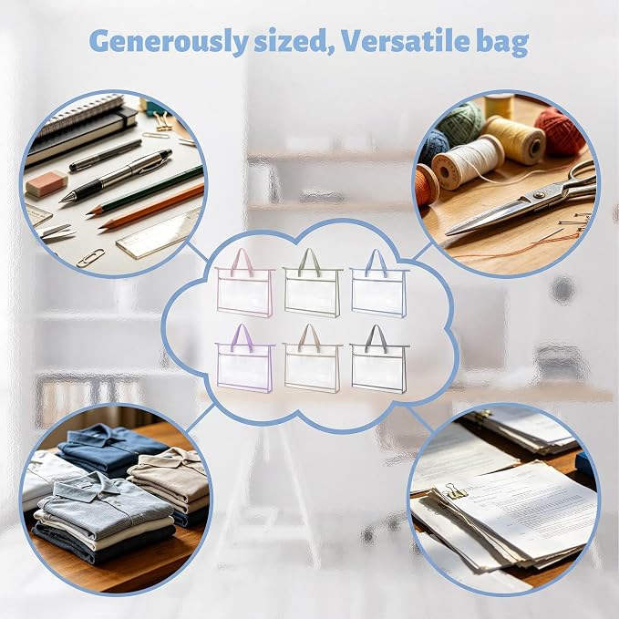 Aneco 12 Pcs A3 Needlepoint Project Bags for Quilting, Craft Storage Bags | 18 x 13 Inch Sewing Project Organizer Bags with Zipper, Clear Mesh for File Carrying, Artwork Crafts, Travel Supplies - Image 6