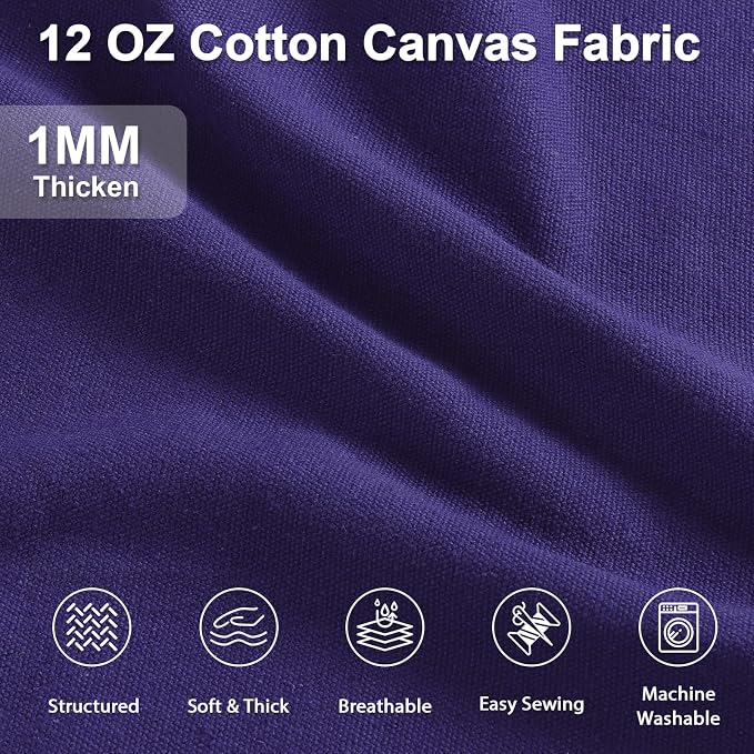 12oz Heavy Duty Canvas Fabric, 59" W Natural Cotton Duck Cloth 5 Yards | by The Yard, Durable, Thick & Heavy Sewing Material, for Arts & Crafts, Bags, Covers, Backings, Painting, Home Decor, Purple - Image 2