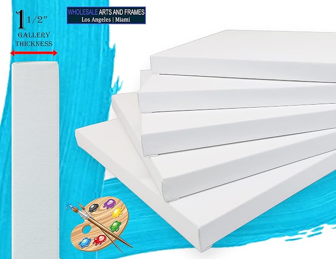Stretched Linen Canvas for Painting 6x8 10PK 1.5" 14Oz Extra Fine Smooth Portrait Linen Canvas. Stretched Large Canvases for Painting 6x8 Bulk Canvases Value Pack.White Universal Quadruple Primed - Image 2