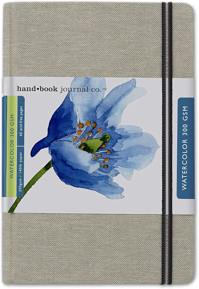 Handbook Journal Co. Artist Watercolor Sketchbook Journal, Large Portrait 8.25 x 5.5 Inches, 140lb / 300 GSM, Hardcover w/Pocket by SpeedballArt