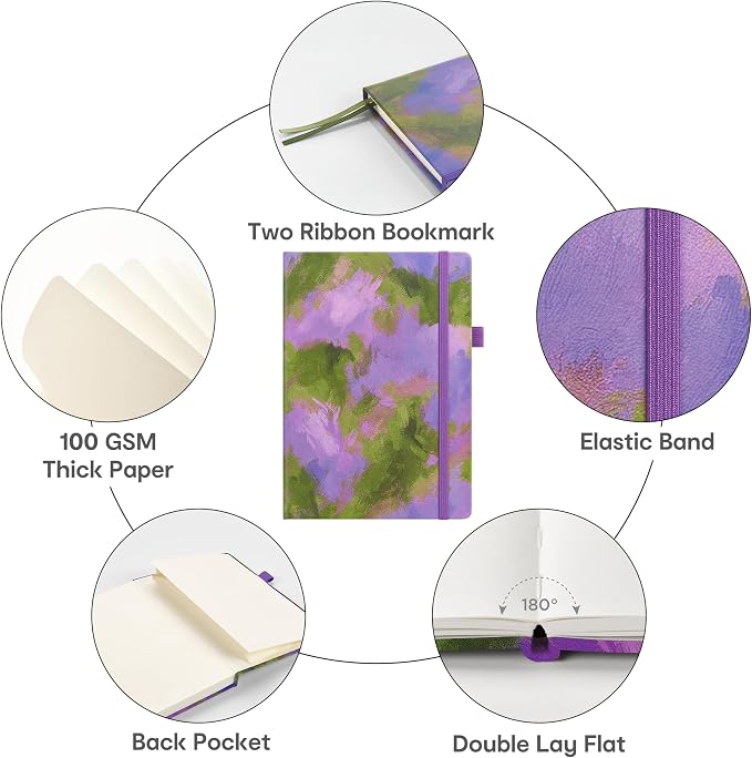 &And Per Se Lined Hardcover Notebook – A5 5.7"x8" College Ruled, 160 Pages, 100gsm Thick Paper – Aesthetic Journal for Women, Gift-Ready Planner, Everyday Writing Notebook (Lavender Grove) - Image 5