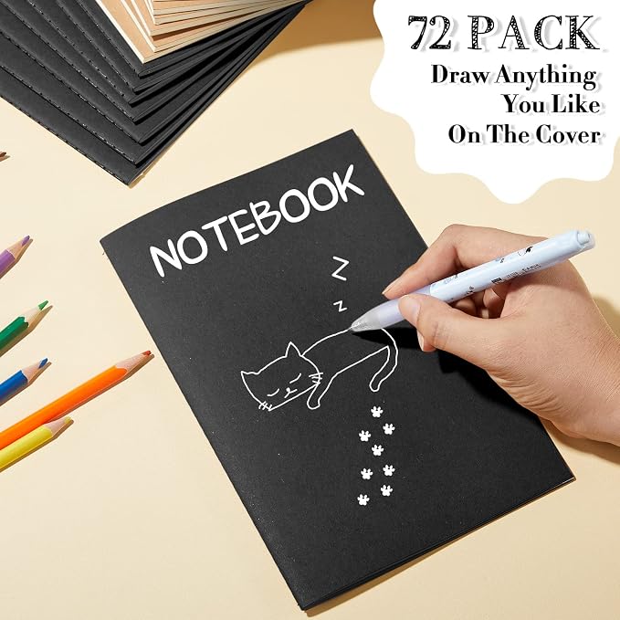 72 Pack Kraft Paper Notebook Journals 5.5 Inch x 8.3 Inch A5 Notebook in Bulk Softcover Ruled for Writing Sketch Travel Journal with 60 Pages 30 Sheets(Black,Brown,Line) - Image 5