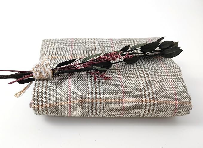 100% Linen Fabric, Délavé Vintage Yarn Dyed, Medium-Heavy Weight – 52" Wide Pre-Washed Soft for Apparel, Crafts & Home Decor | The Linen Lab (Khaki Green Glen Plaid, 3 Yard pre Cut) - Image 4