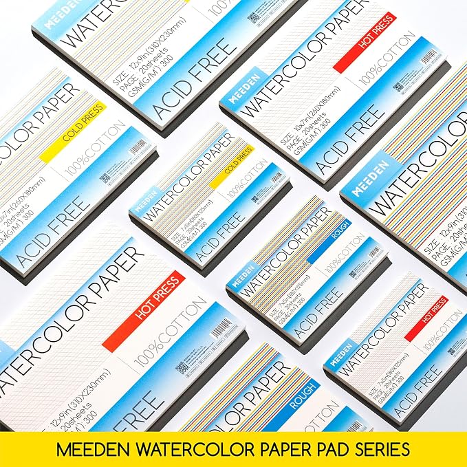 MEEDEN Cotton Watercolor Paper Block: 9" x 12" Cold Pressed of 20 Sheets | 140lb/300gsm 100% Cotton Watercolor Paper Pad, Acid-free Art Paper for Painting, Drawing, Watercolor, Gouache, Ink and More - Image 5