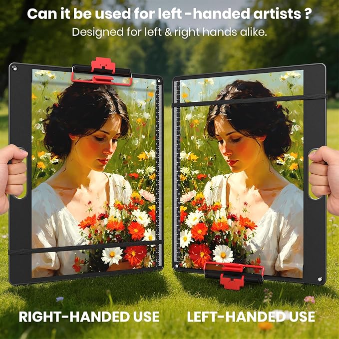 13x17 Inch Drawing Board with Handle – Aluminum Portable Sketch Board, 2-in-1 Clip, Elastic Band, Non-Slip Matte Surface, Lanyard Hole – Art Supplies for Adults & Students(Black-1 Pack) - Image 5