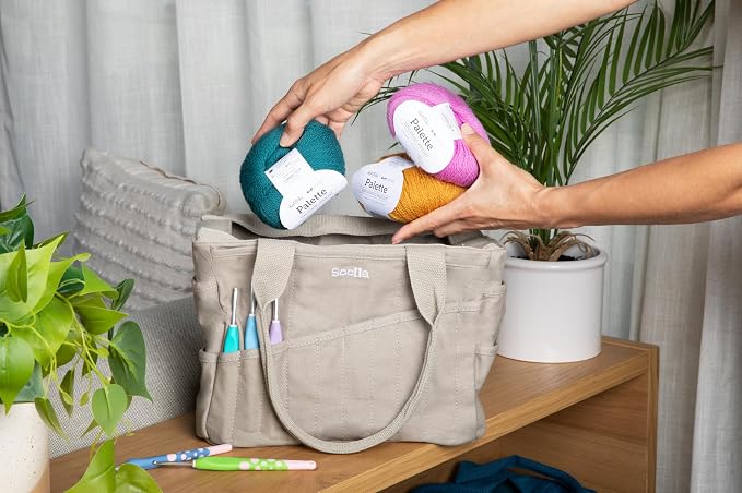 Soolla Studio Bag: Art Supply Storage Organizer & Pottery Tool Bag, Washable Tote, Yarn Bag, Crochet, 30 Pockets, 15+ Colors - Image 9