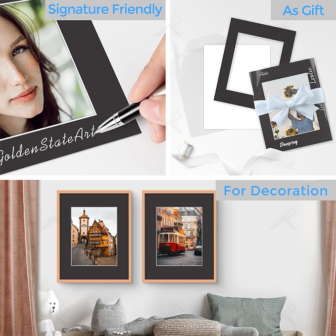 Golden State Art 5 Pack Black Mat 16x20 for 11x14 Photo Matte+Backings+Bags | Acid-Free,4-Ply Thick,Pre-Cut Kit Mattes,White Core,Bevel Cut,For Photos, Pictures,Artwork, Poster or Print Display - Image 6