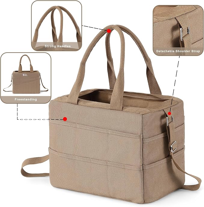 Art Craft Supply & Pottery Bag – 36 Pockets – Detachable Shoulder Strap - Handles – Removable Padded Divider - Washable – Tools, Knitting, Crochet, Yarn, Sewing, Scrapbooking, Clay, Tote - Image 7